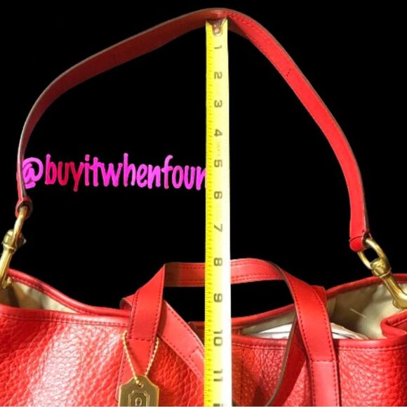 COACH Hadley Luxe Red Tumbled Leather Oversized Shoulder Bag Carry On Tote - Picture 13 of 17